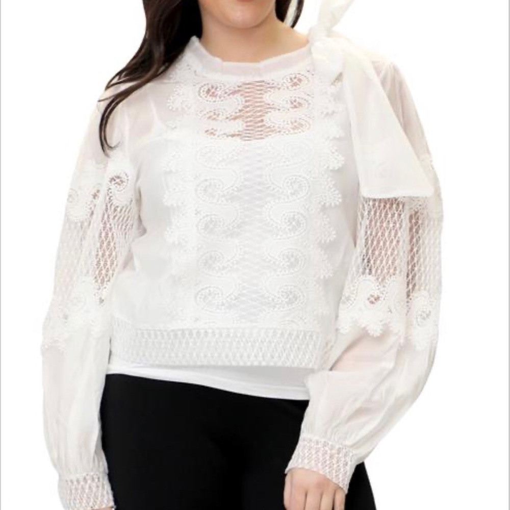 N by Nancy Blouse w/ Crochet Lace Accents